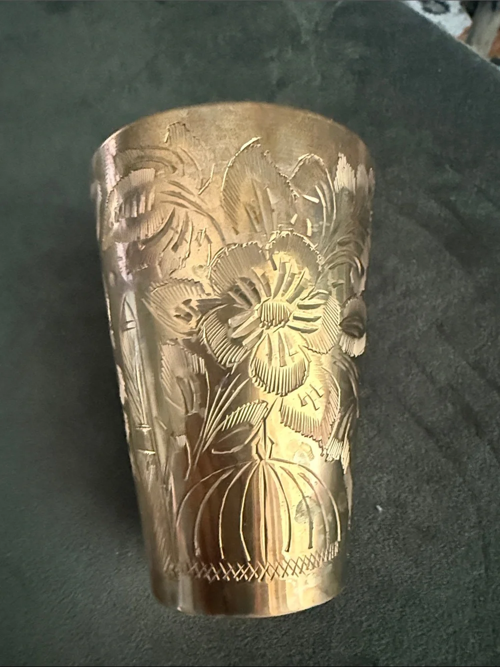 Brass Floral Etched Tumbler Set - Gold Saudi Arabia